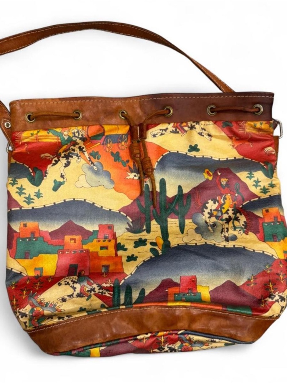 Vintage Southwestern Canvas Bucket Bag